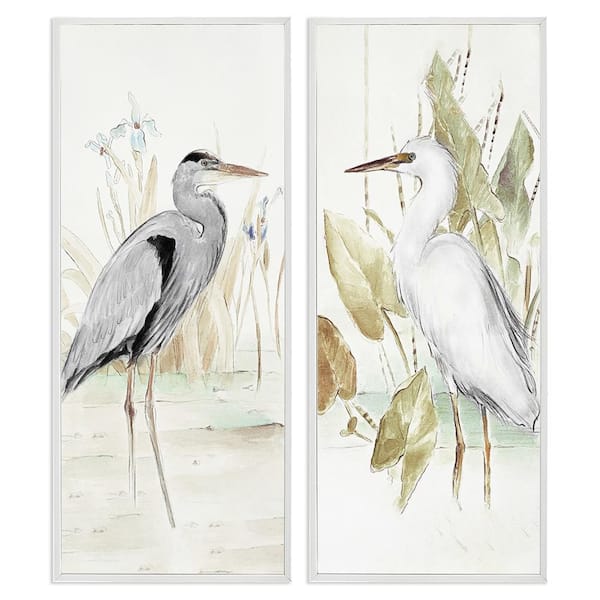 Heron Egret Marsh Landscape by Lanie Loreth 2-Piece White Framed Animal Giclee Art Print 30 in. x 13 in.