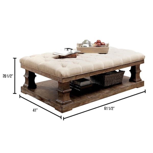 Granard 62 in. Natural/Beige Large Rectangle Wood Coffee Table