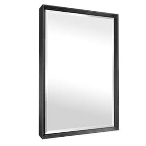 16 in. W x 24 in. H Rectangular Framed Aluminum Beveled Edge Wall Mount Bathroom Vanity Mirror in Brushed Black