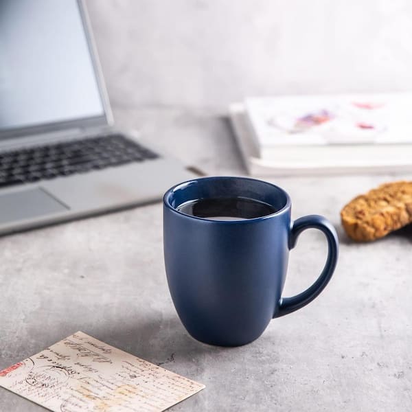 Aoibox 21 oz. Ceramic Coffee Mug, Handmade Pottery Big Tea Cup for Office and Home, Deep Blue
