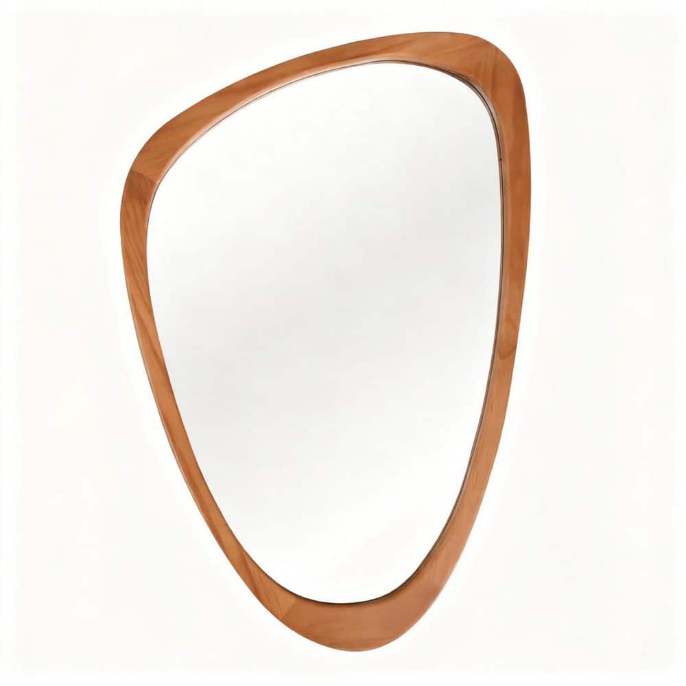 24.00 in. W x 36.00 in. H Irregular Solid Wood Frame Vertical/Horizontal Wall Mount Bathroom Vanity Mirror in Yellowish price history on PriceWatchPro