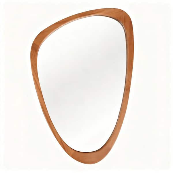 24.00 in. W x 36.00 in. H Irregular Solid Wood Frame Vertical/Horizontal Wall Mount Bathroom Vanity Mirror in Yellowish