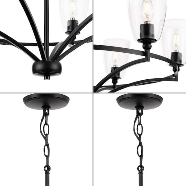 Progress Lighting Parkhurst Collection 30 in. 6-Light Matte Black New  Traditional Chandelier with Clear Glass Shades for Dining Room P400297-31M  - The Home Depot