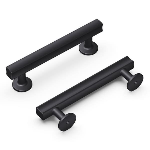 HICKORY HARDWARE Woodward Collection Pull 3-3/4 in. (96 mm) Center to Center Matte Black Finish Bar Pull Modern Zinc (1-Pack)