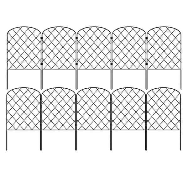 10-Pack Decorative 24 in. Rustproof Metal Garden Fence Diamond Grid Panels Animal Barrier Landscape Border