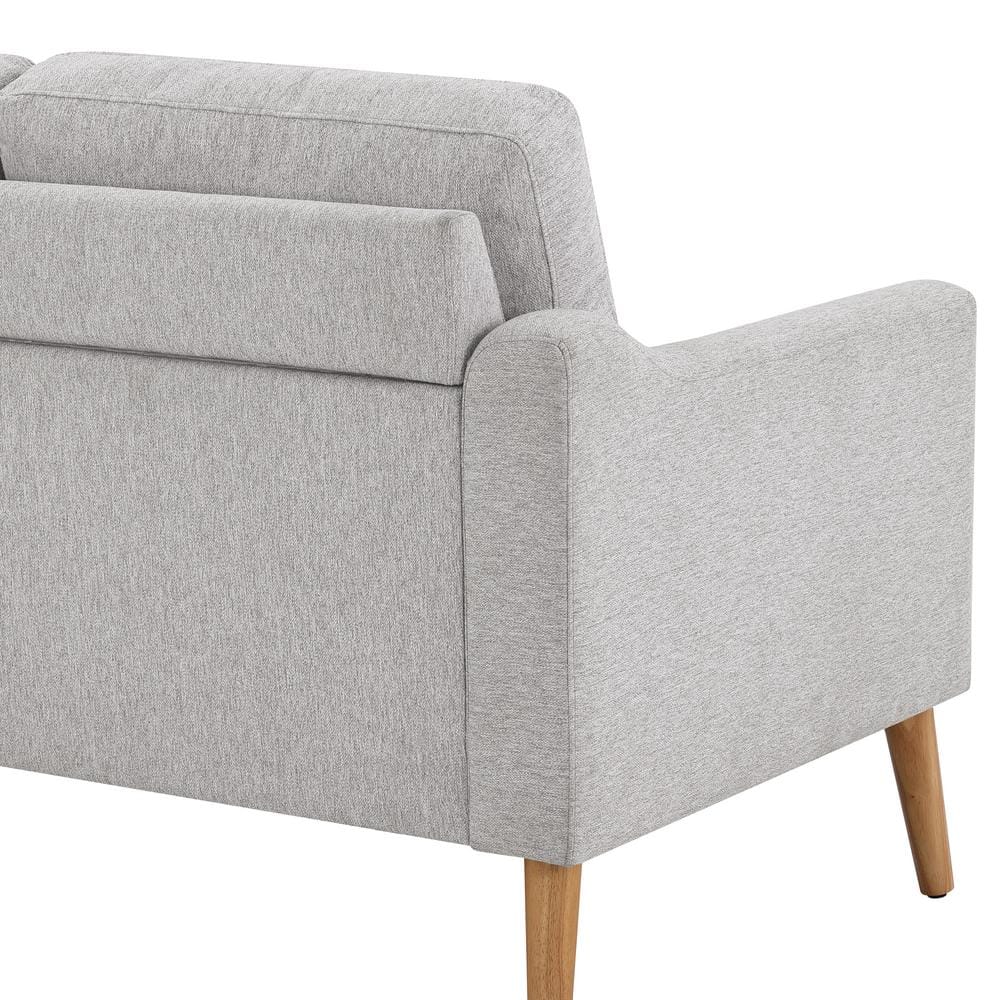 Light Gray Tufted Fabric Loveseat with Ottoman and Wood Legs