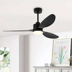 Sawyer 52 in. Integrated LED Indoor Black Ceiling Fans with Light and Remote Control