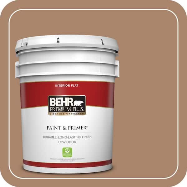 BEHR PREMIUM PLUS 5 gal. #S220-5 Nutshell Flat Low Odor Interior Paint & Primer