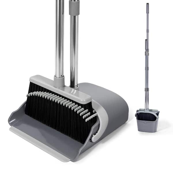 Broom and Dustpan Set, 54.33 Inch Long Handle Standing Design