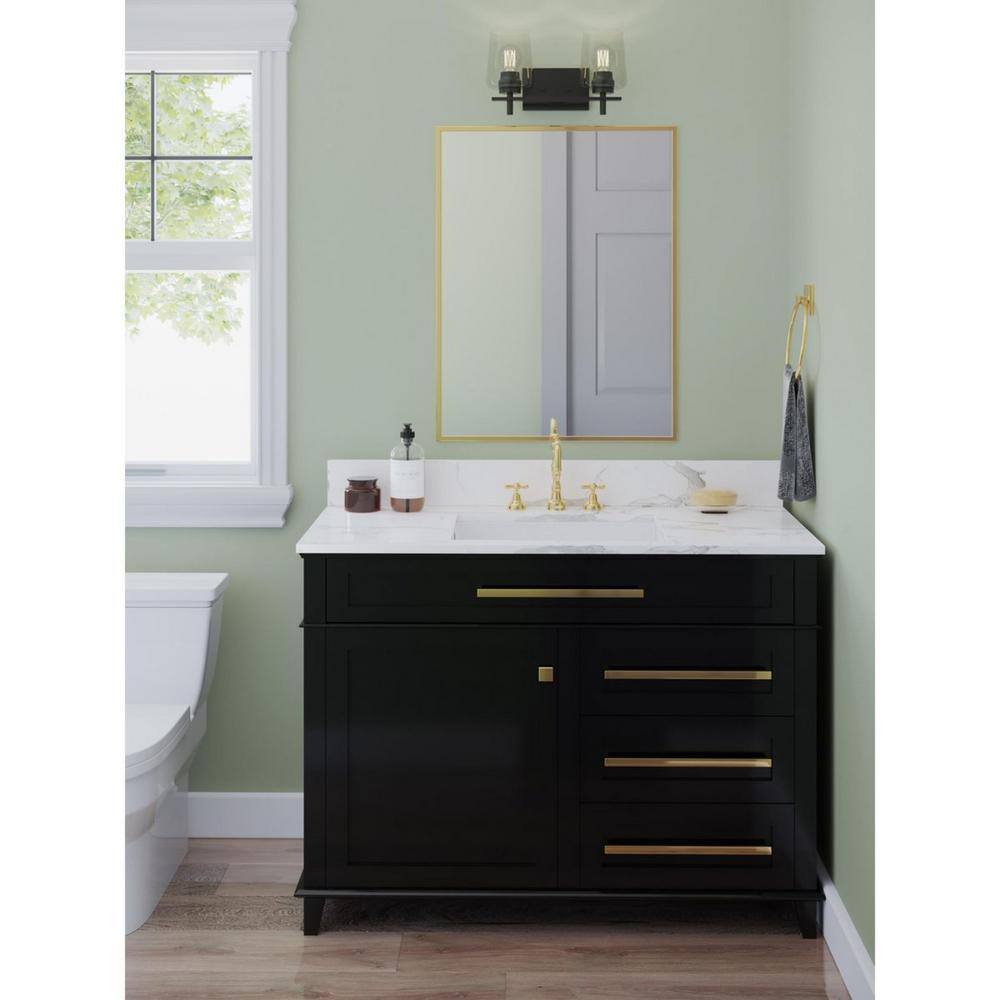 Matte Black 2-Light Wall Sconce with Clear Glass Shades