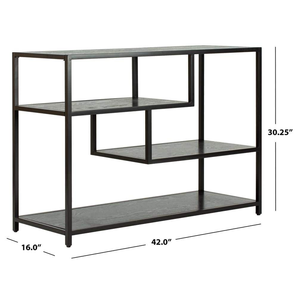 Reese Black Geometric Wood and Metal Console Table