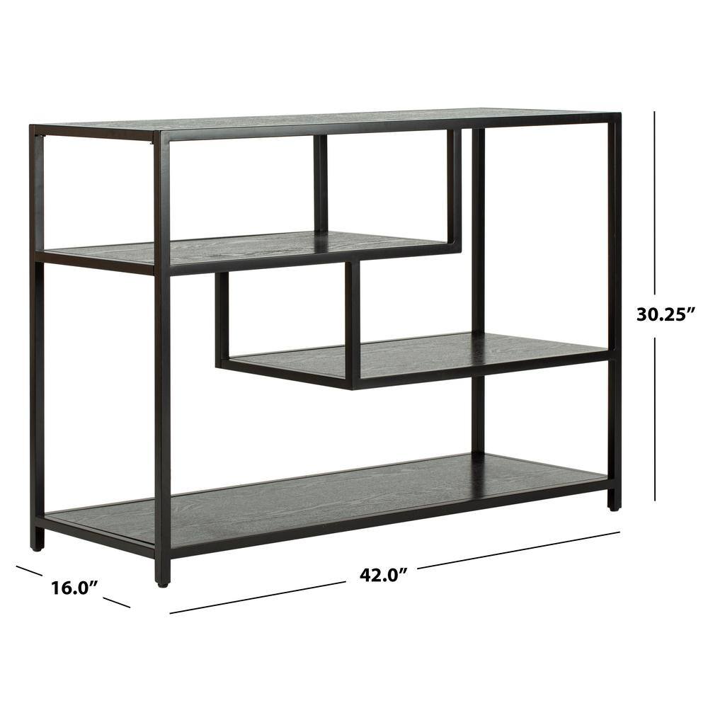 Reese Black Geometric Wood and Metal Console Table