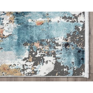Azure Grey 7 ft. 9 in. x 10 ft. 2 in. Abstract Polyester Area Rug