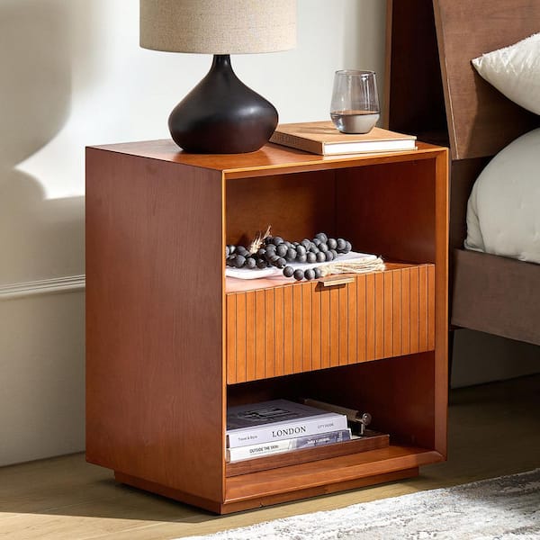 Eude Acorn 1-Drawer 20.5 in. W Nightstand with Built-in Power Outlet and USB Ports