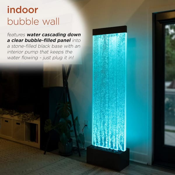 Horizontal Bubble Wall Mount LED Lighting Indoor Water Feature Fountain 45" 