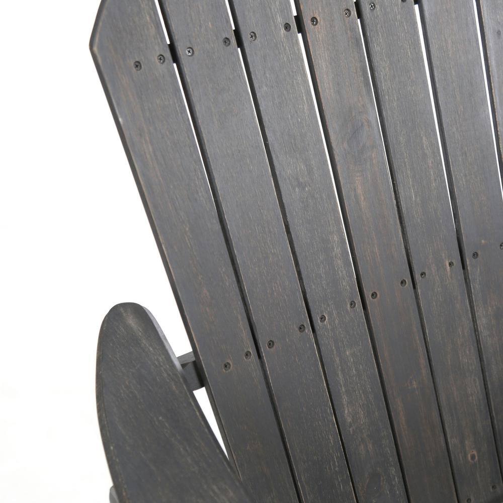Dark Grey Acacia Wood Adirondack Rocking Chair with Arms