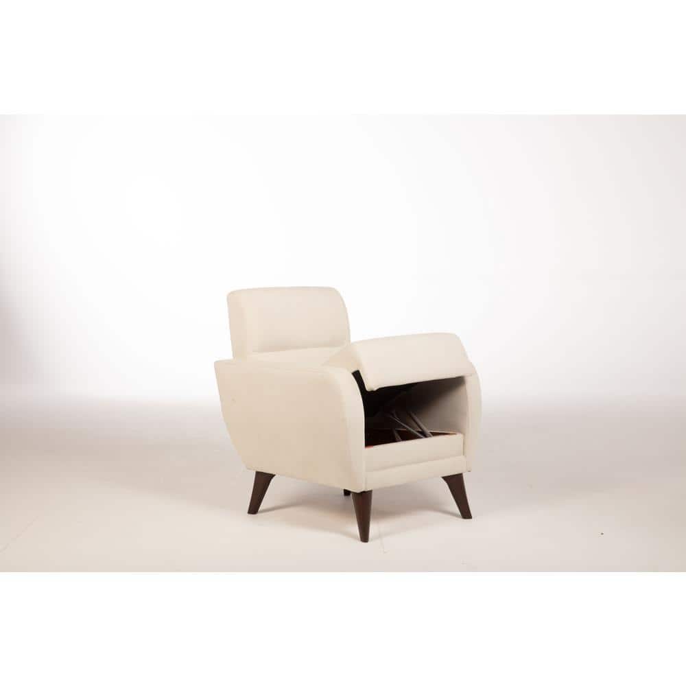 Lugano Mid-Century Modern Beige Accent Chair with Storage