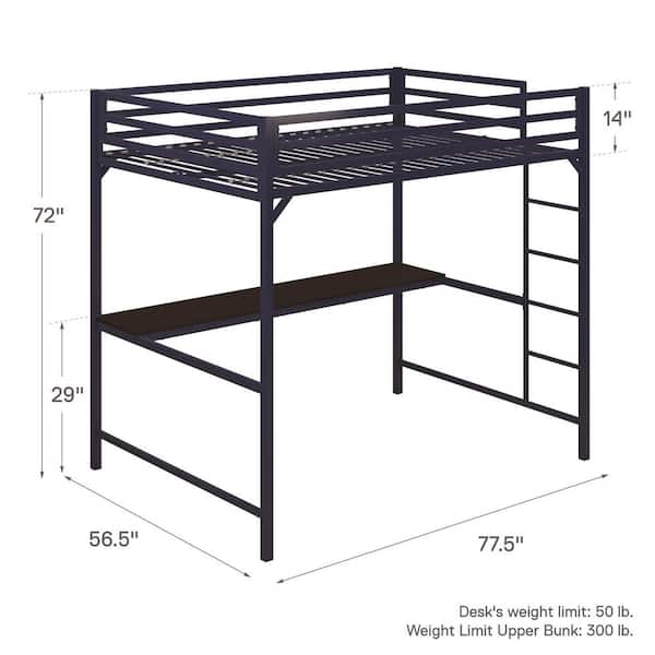 Dhp Mabel Blue Metal Full Loft Bed With, What Is The Weight Limit For A Loft Bed