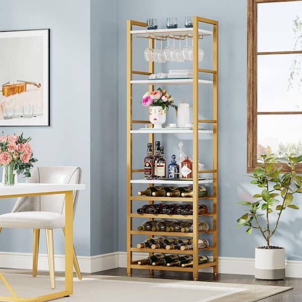 wine glasses + brass wine rack - household items - by owner