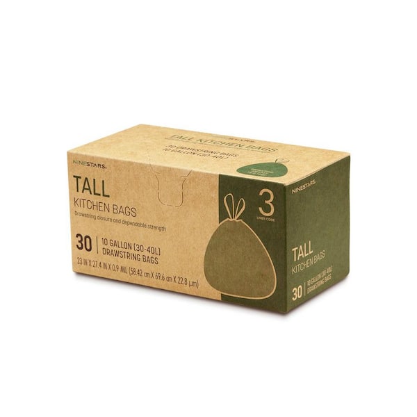 G.K.P. Compostable Tall Kitchen Trash Bags: 12 count (Gray X Tobacco Brown)