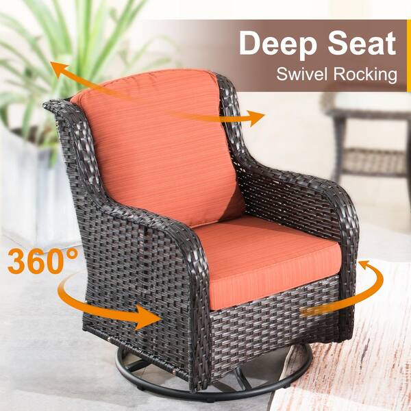 XIZZI Moonlight Brown 6-Piece Wicker Patio Conversation XIZZI Moonlight Brown 6-Piece Wicker Patio Conversation