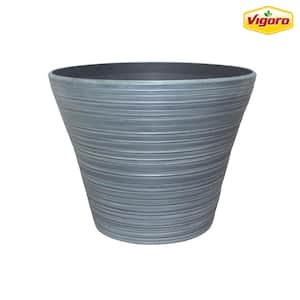 15.9 in. Blue Lake Large Gray High-Density Resin Planter (15.9 in. D x 12.5 in. H) With Drainage Hole