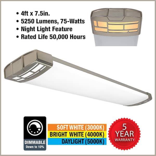 4-Pack 4 ft. Brushed Nickel Mission End Caps 5250LM 75W Integrated LED Wraparound Light Adjustable CCT