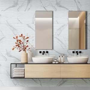 Statuary Stripe White 12 in. x 24 in. Glossy Ceramic Patterned Look Wall Tile (16 sq. ft./Case)