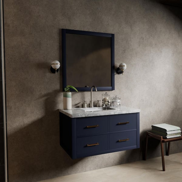 Sherman 36 in. Bath Vanity Cabinet without Top in Blue Assembled