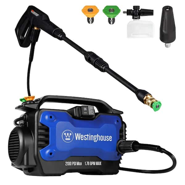 2100 Max PSI 1.76 Max GPM 13A Cold Water Handheld Electric Pressure Washer with 3-Quick Connect Tips, Foam Cannon