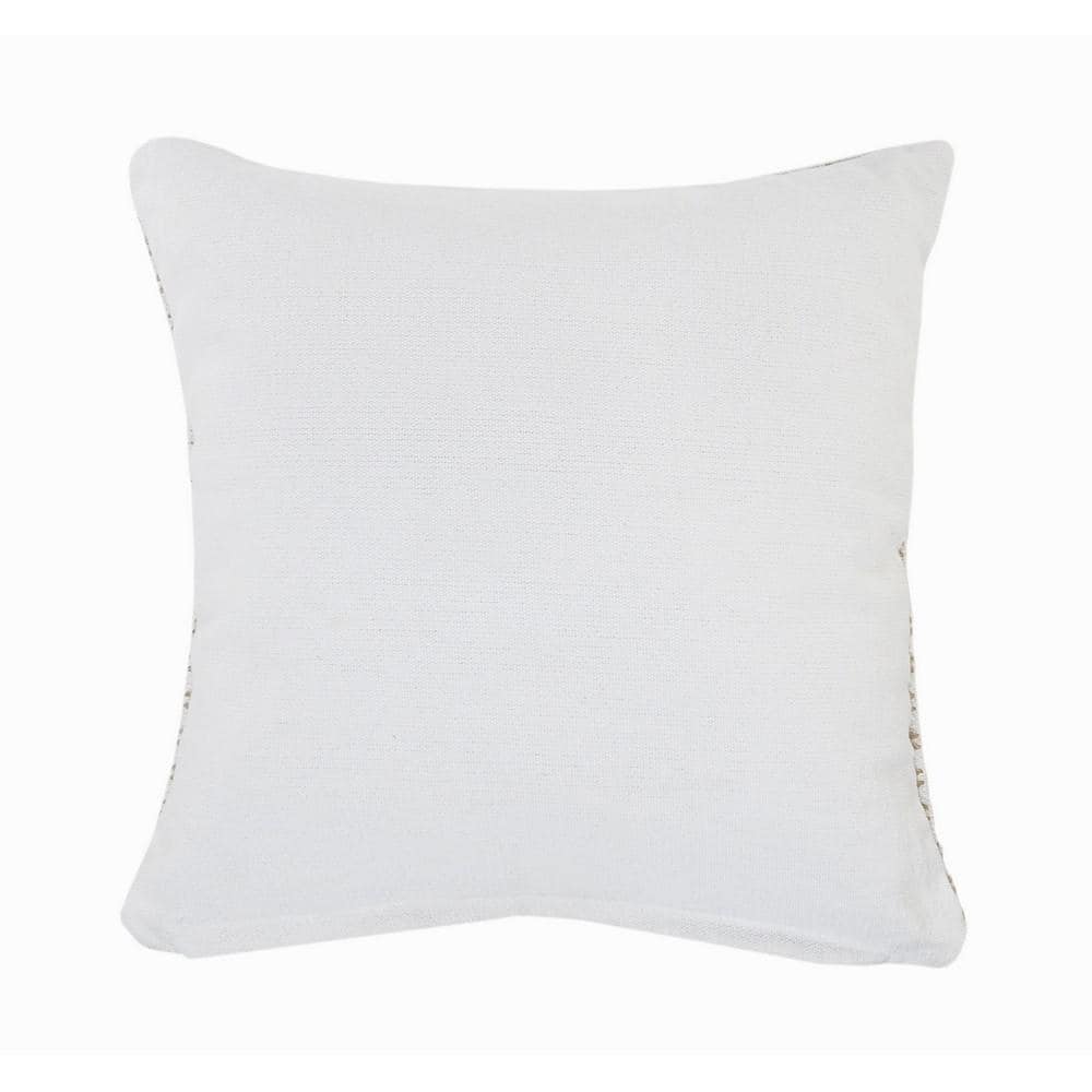 Ivory and Tan Jute Interwoven 20" Square Throw Pillow