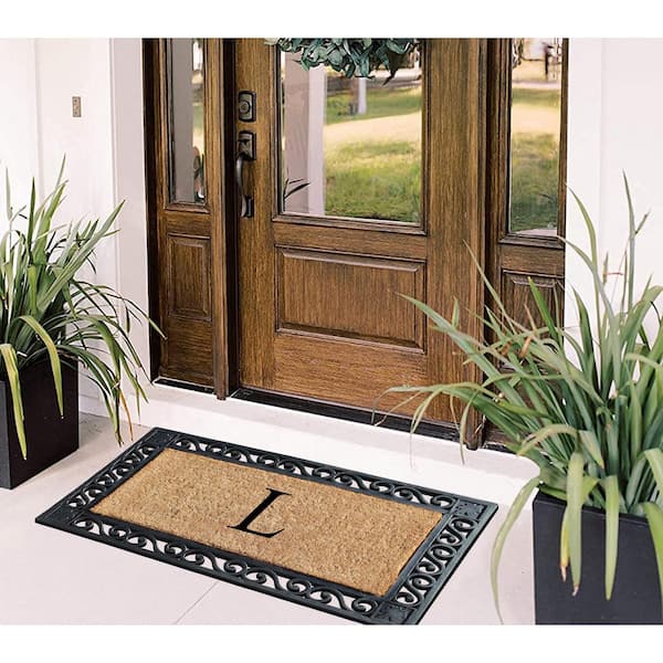 1pc Kitchen Letter Design Door Mat Yellow Carpet, Modern