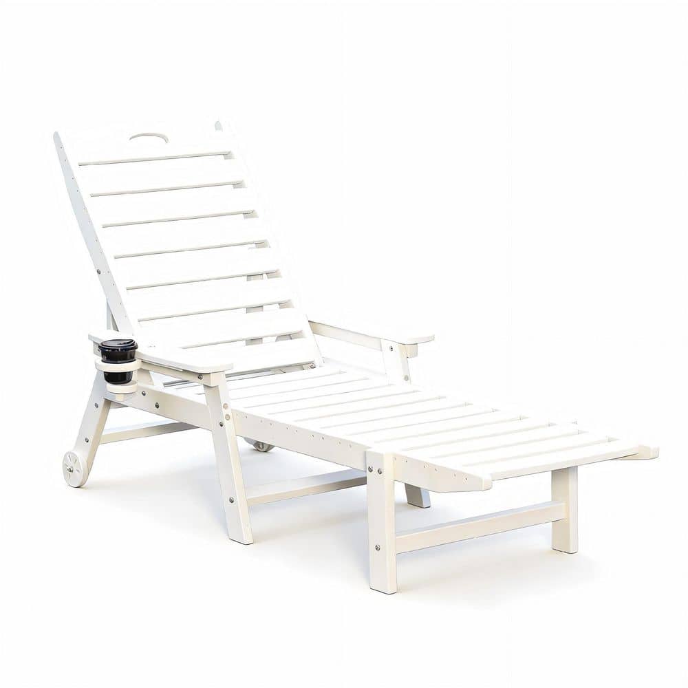 Frix White HDPE Plastic Outdoor Patio Chaise Lounge Chair with 4-Position Adjustable Backrest price history on PriceWatchPro