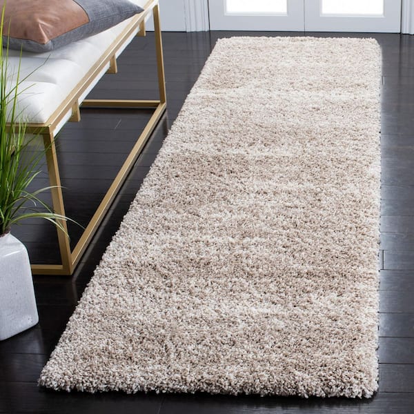 Hudson Shag 2 ft. x 8 ft. Ivory/Beige Marble Runner Rug
