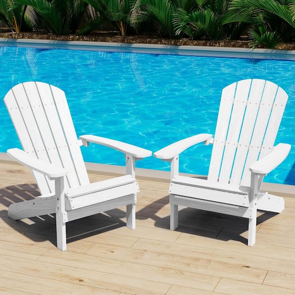Classic White Plastic Outdoor Patio Adirondack Chair (Set of 2)