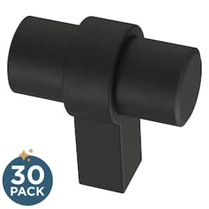 Simple Wrapped Bar 1-1/4 in. (32 mm) Classic Matte Black Cabinet Knobs (30-Pack)