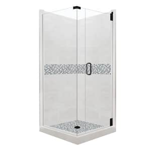 Del Mar Grand Hinged 36 in. x 36 in. x 80 in. Right-Hand Corner Shower Kit in Natural Buff and Black Pipe Hardware