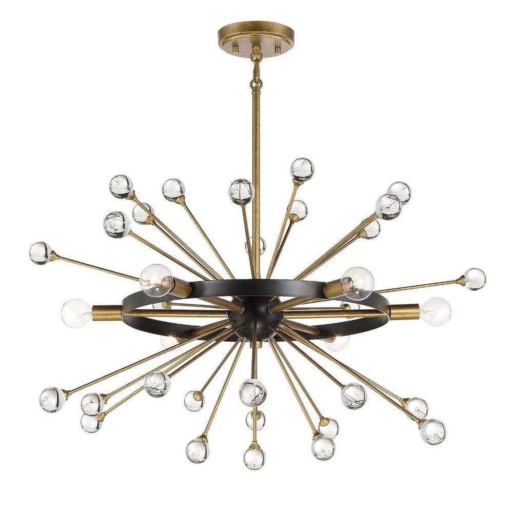Como Black and Gold Crystal Sputnik Chandelier