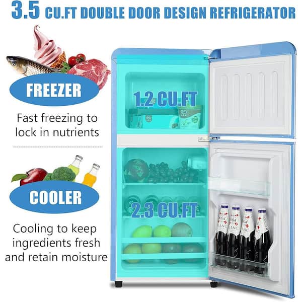 17.5 in. 3.5 cu. ft. Compact Mini Refrigerator in Blue with 2