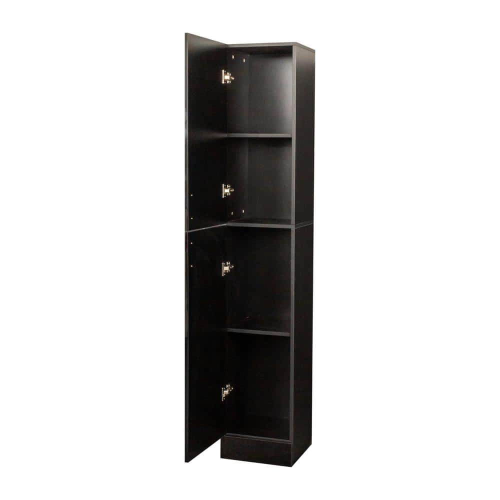13.78 in. W x 11.5 in. D x 74.8 in. H Bathroom Black Linen Cabinet