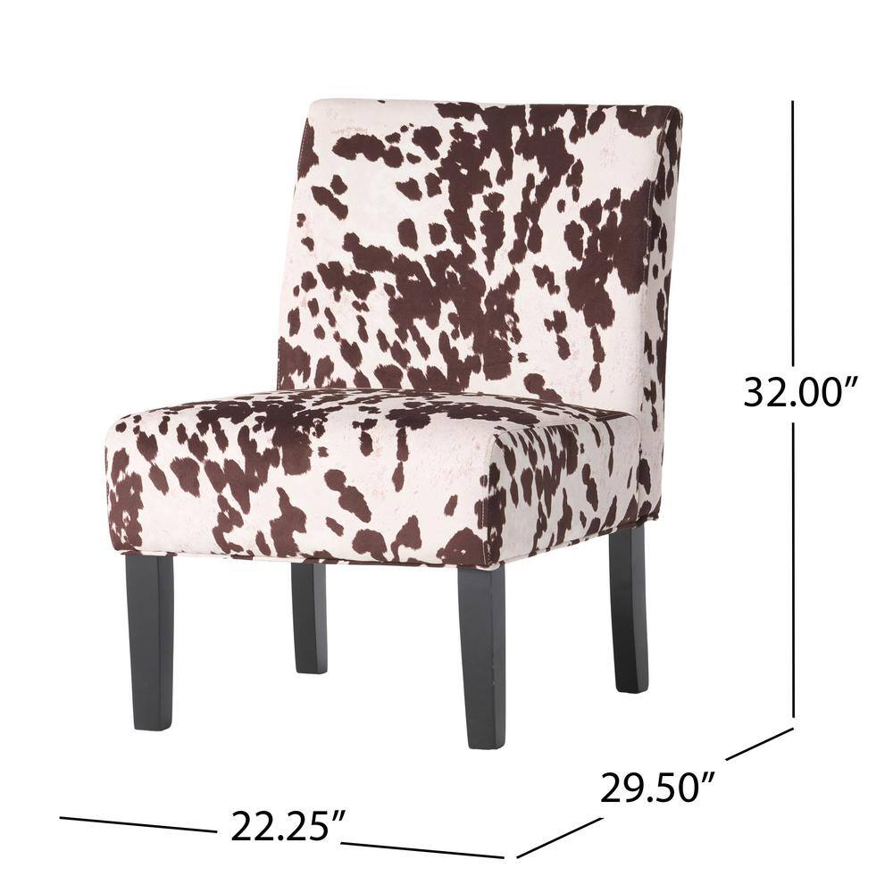 Plush Brown & White Cow Print Velvet Accent Chair