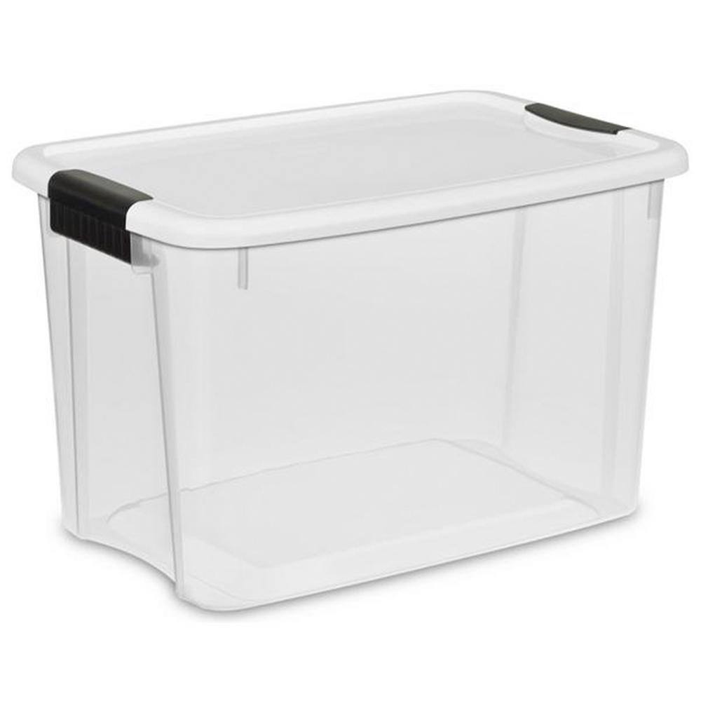 Clear Plastic Stackable Storage Bins with Latching Lids, 12-Pack