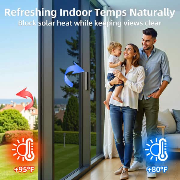 35 in. W x 394 in. L Anti UV Heat Blocking Daytime Blackout Window Film with 1-Way Reflective, Blue-Silver