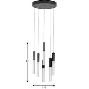 Kylo LED Collection 6-Light Matte Black Frosted Glass LED Modern Pendant Hanging Light