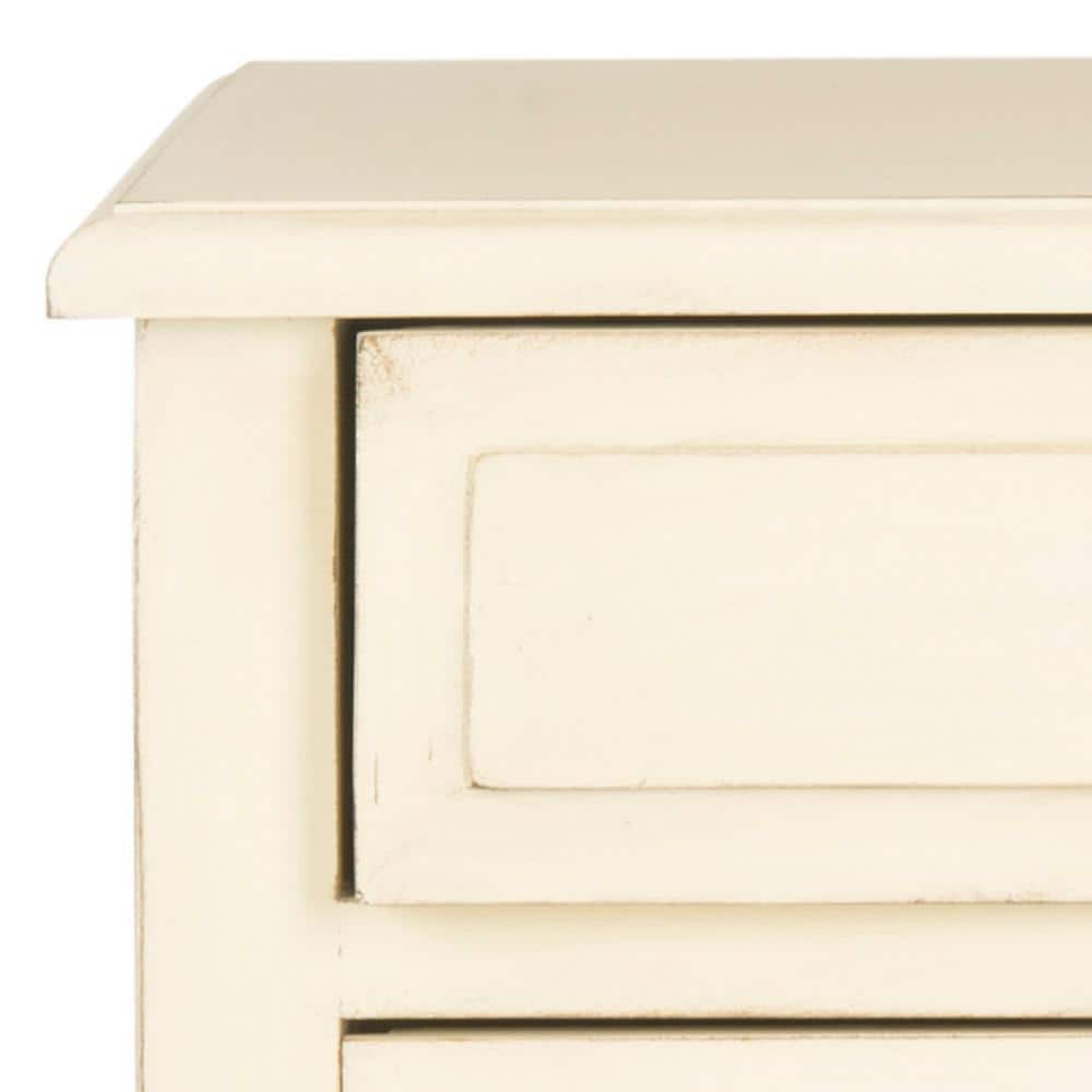 Lori Off-White Wood Rectangular Accent Table with Storage