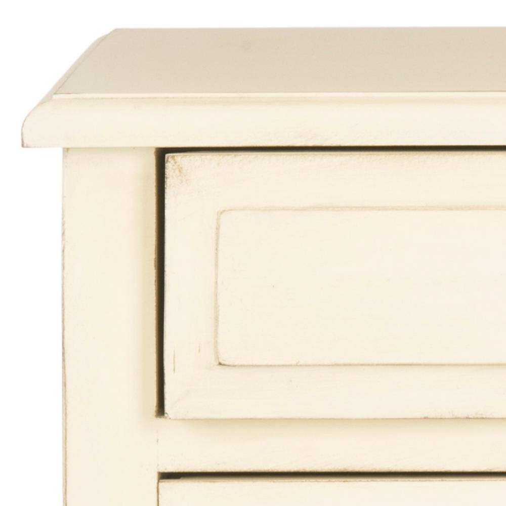 Lori Off-White Wood Rectangular Accent Table with Storage