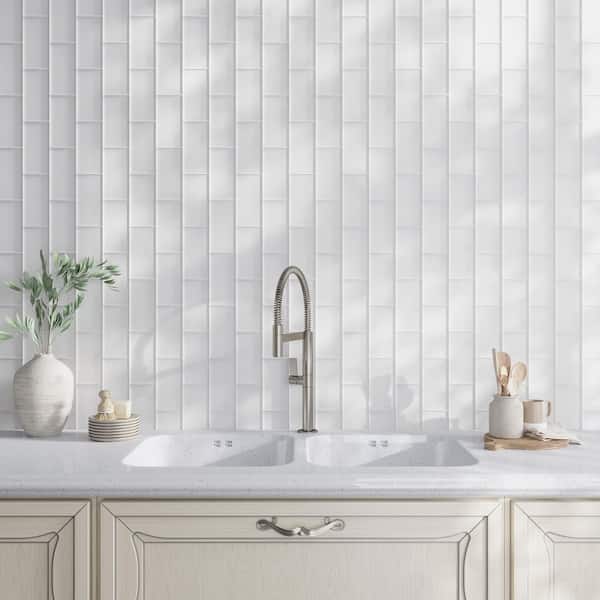 White 3 in. x 6 in. Matte Finished Glass Mosaic Tile (5 sq. ft./Case)