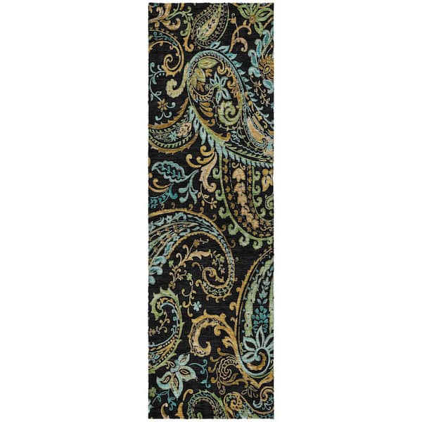 Dream Shag Premium Machine Washable Abstract ADS533 Black 2 ft. x 7 ft. Runner Rug