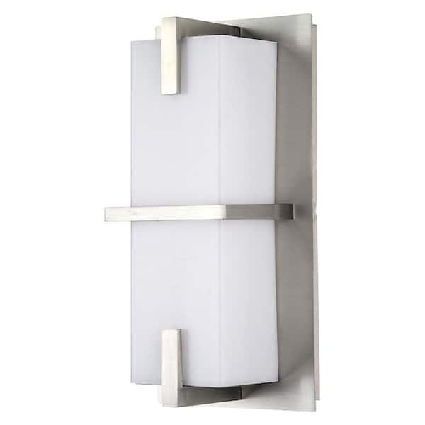 Sunlite Modern Banded 1-Light Brushed Nickel Dimmable Integrated LED Wall Sconce with Selectable CCT