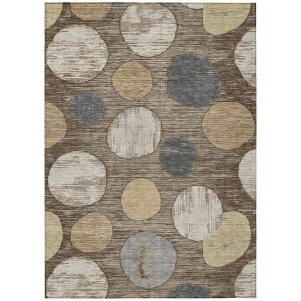 Chantille Machine Washable Indoor/Outdoor Abstract ACN3056 Chocolate 5 ft. x 7 ft. 6 in. Area Rug